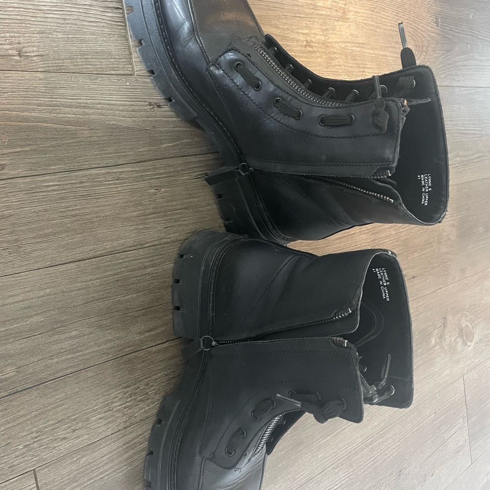 Ash Lynch Black Front Zip Chunky Combat Boots With Laces Size 41 - Picture 4 of 8